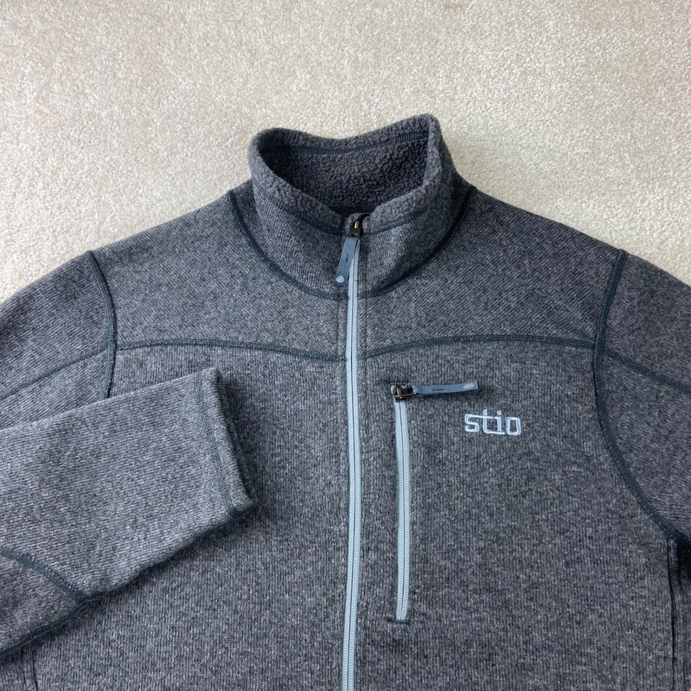 Stio Wilcox Fleece Jacket Mens Large Gray Full Zip Sweater Knit Outdoor FW23PH11